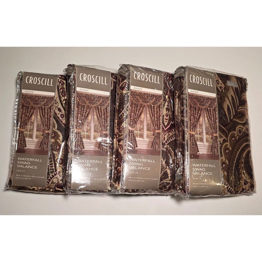 JULIUS CROSCILL Waterfall Swag Valance 48.5in W x 33in L (Set of 4)
